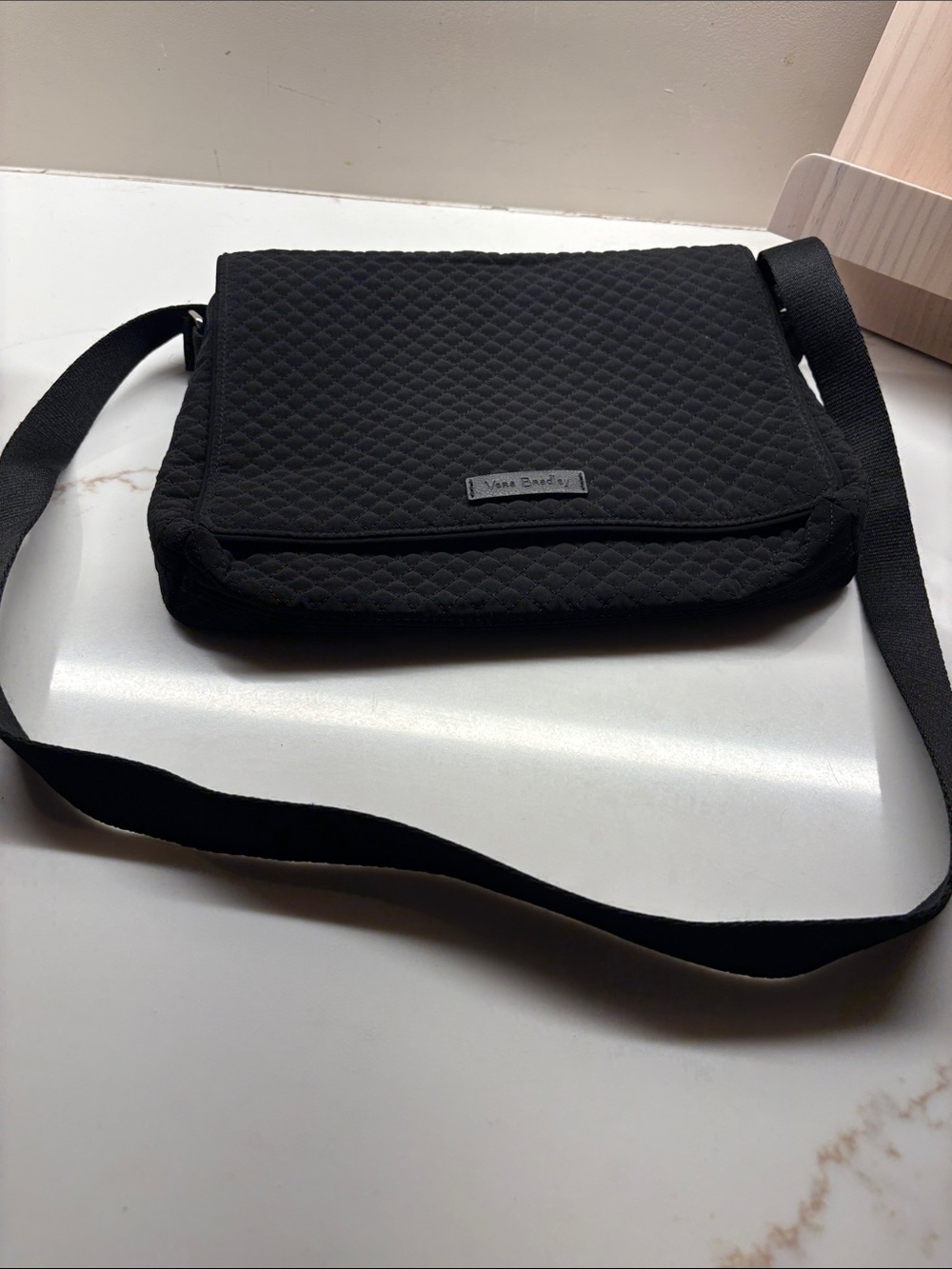 Vera Bradley Black Quilted Messenger Crossbody Bag
